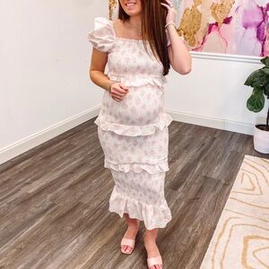 Smocked Floral Ruffle Dress